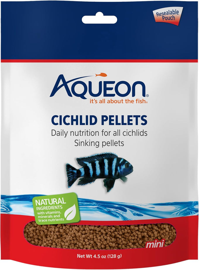 Aqueon Cichlid Medium Slow Sinking Fish Food Pellets, 3mm, 25 Ounce, Shrimp and Squid Meal