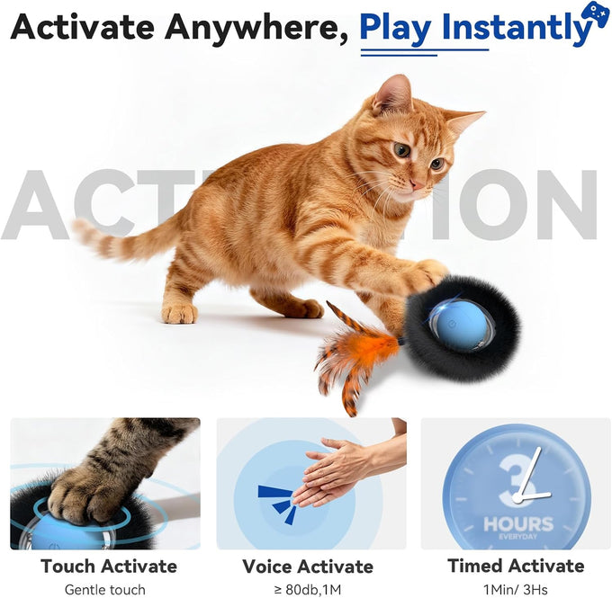 starry night interactive cat toy with motion activated ball and 7-hole play mat for indoor cats