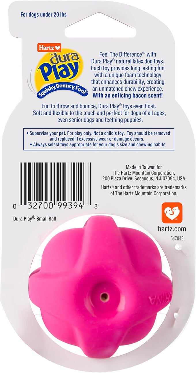 Hartz DuraPlay Bacon Scented Small Dog Toys, Assorted Color, Durable Latex and Foam, Squeaker