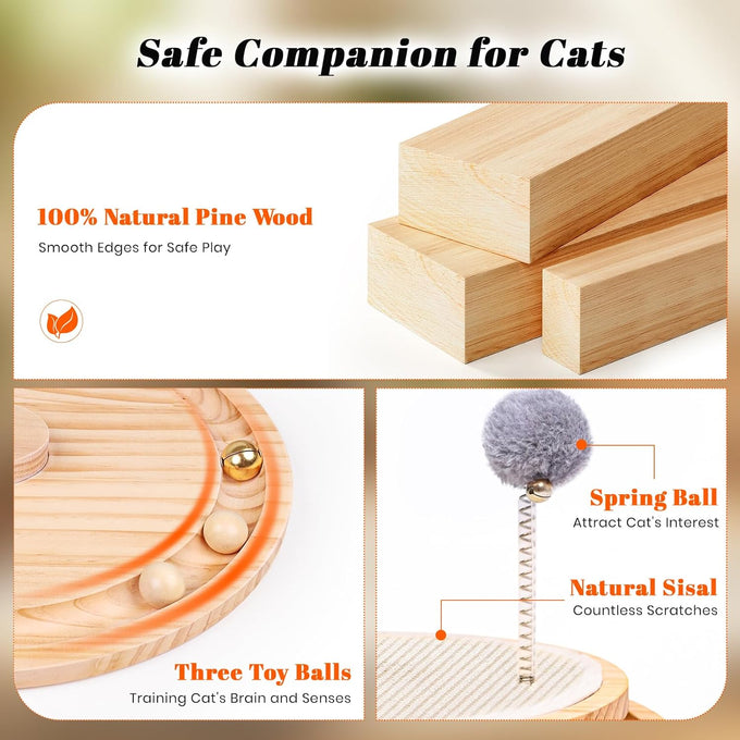 Lmugoos Cat Scratcher Natural Sisal Scratching Pad with Ball Track Spring Ball for Kitten Exercise Toy