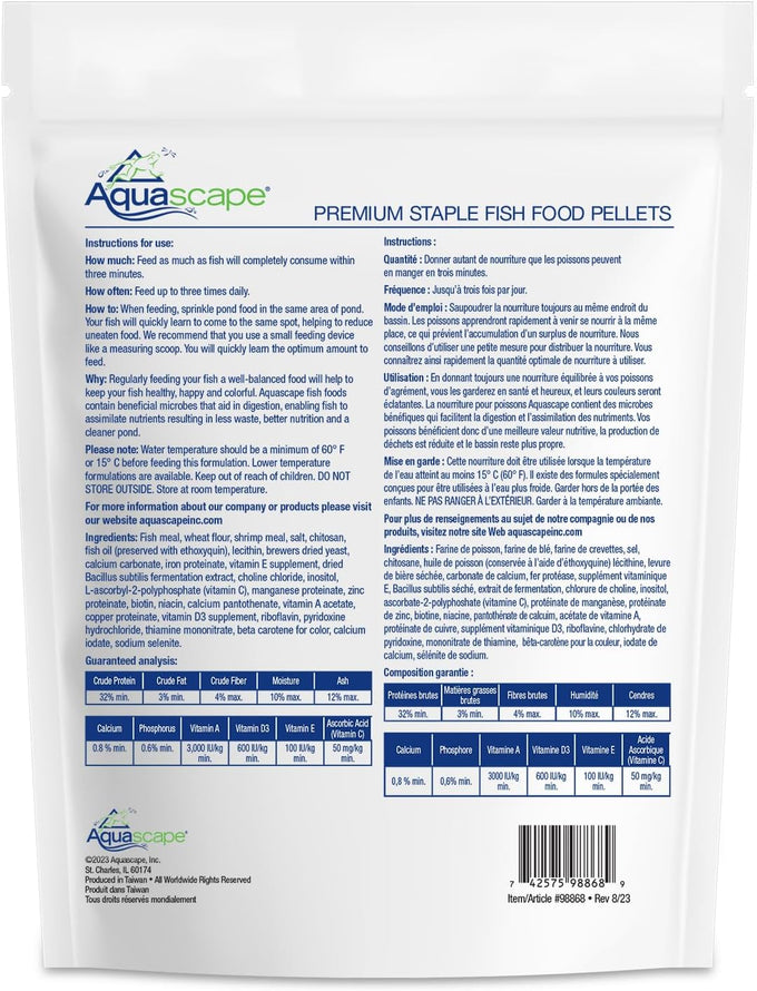Aquascape Premium Staple Fish Food Pellets, Medium Pellet, 2.2 Pounds for Small to Medium Pond Fish