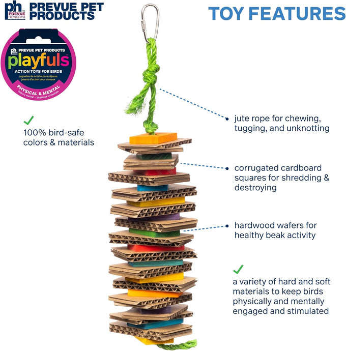 prevue pet products playfuls shredding stack bird toy 60247 for small and medium birds