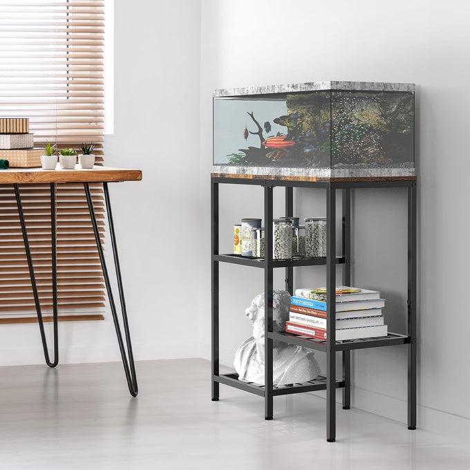 ybing 20 gallon fish tank stand with shelf brown wooden board