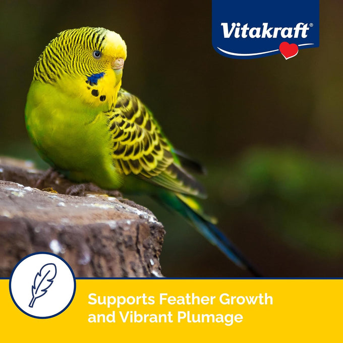 Vitakraft VitaSmart 2 lb parakeet food with seeds, grains, fruits, and omega fatty acids