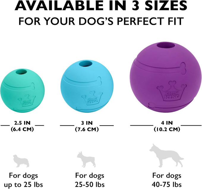 Chew King 3 inch natural rubber fetch balls durable dog toy pack of 3