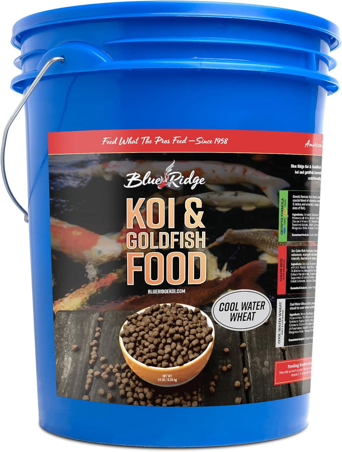 Blue Ridge Cool Water Wheat 3/16" Koi Fish Food 5lb - Fall and Winter Floating Pellets for Ponds