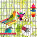 Colorful ladder hammock bird cage accessories for conures, parrots, parakeets, cockatiels, lovebirds, with hanging bell and chewing toys