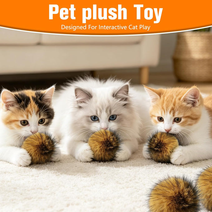 soft faux rabbit fur catnip cat toys balls for indoor cats, washable fun interactive bonding