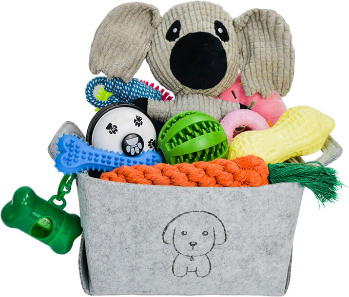 mrsohret 20pcs puppy chew toys for teething dog rope treat balls plush squeaky toys for small medium dogs