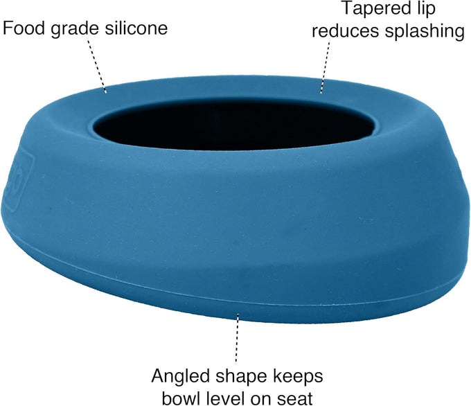 Kurgo Splash Free Wander Water Bowl 24 Ounces Coastal Blue Portable No Mess Dog Travel Bowl