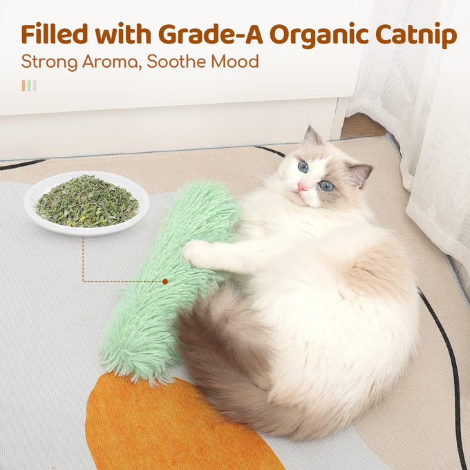 Potaroma Cat Toys 3-Pack Soft Plush Crinkle Sound Catnip Pillows Interactive Kitten Kickers