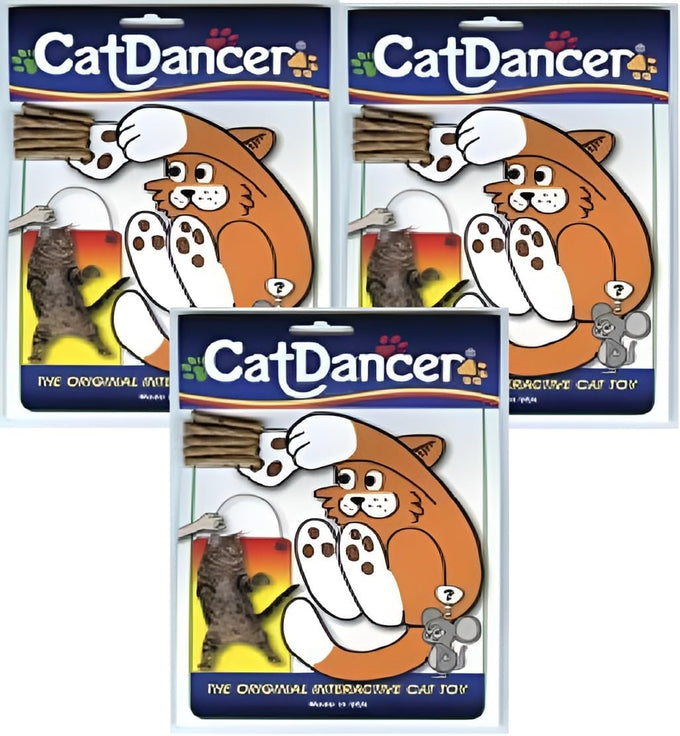 Cat Dancer Original Interactive Cat Toy, Pack of 3, 35" Spring Steel Wire with Cardboard Paper Twists, Made in USA
