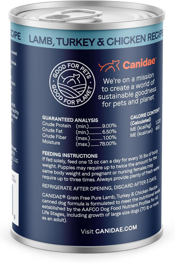 Canidae Pure Lamb, Turkey & Chicken Wet Dog Food, 13oz, 12-Pack