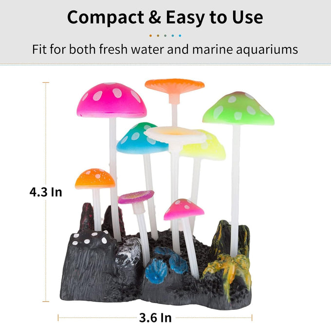 Uniclife glowing mushroom aquarium plant decoration for fish tank landscape with realistic silicone