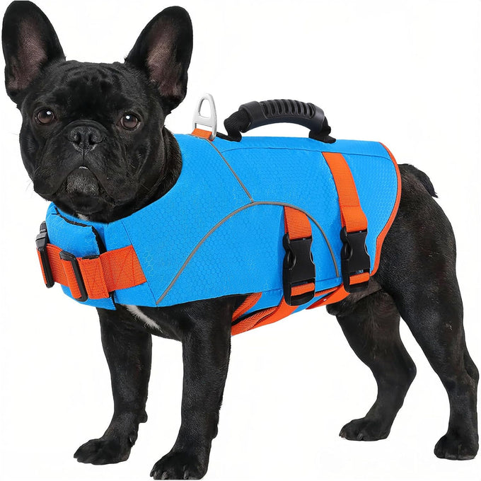 Asenk Dog Life Jacket for Swimming, Boating, Reflective & Adjustable, Small to Large Dogs, Blue, Size S