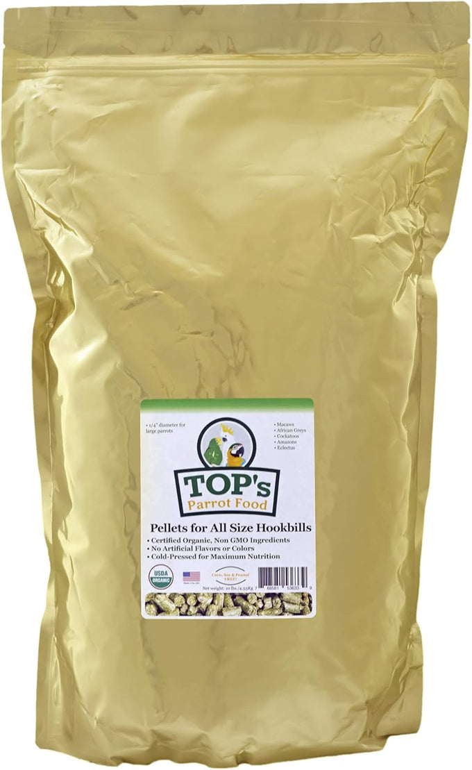 TOP's non-GMO, USDA organic parrot food pellets for large and medium parrots, 4 lb, 1.81 kg
