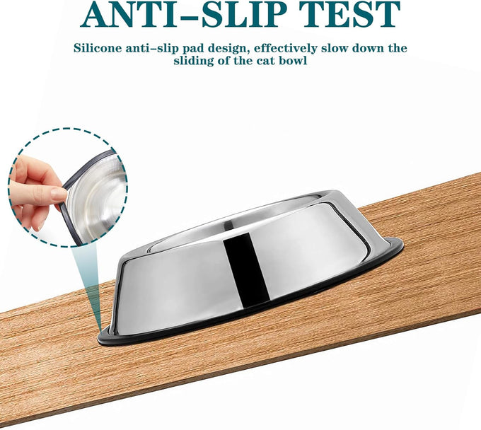 4.5-inch stainless steel cat food bowls set of 3 non-slip small pet feeding bowls for kitten puppy