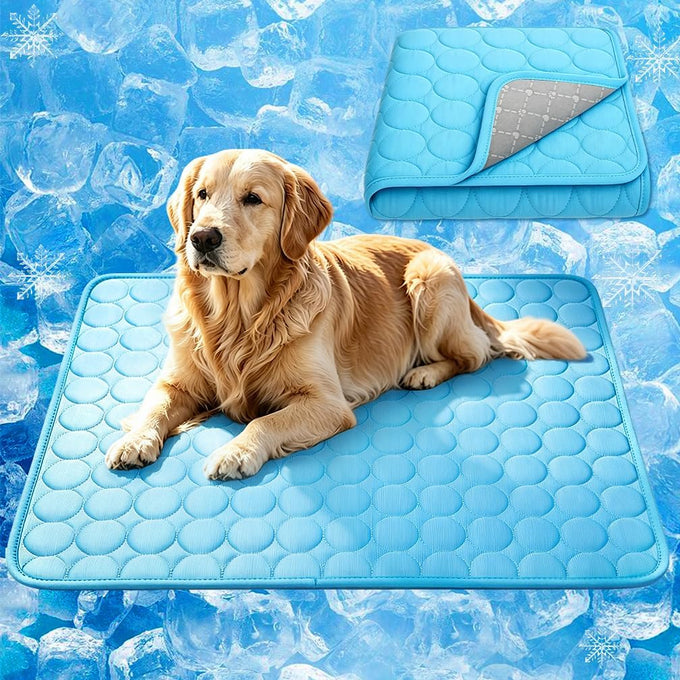 Upgraded Arc-Chill cooling dog bed mat, washable pet cooling pad for dogs & cats, 28x22 in, blue