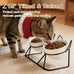  Raised Ceramic Cat Bowl Set with 15° Tilt, Double Ceramic Bowls, Easy Clean for Indoor Cats