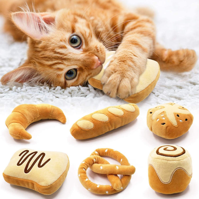 ciyvolyeen bread catnip toys 6 pack for indoor interactive kittens chew bite kick toys
