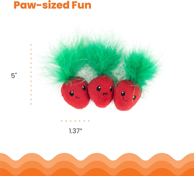Catstages Strawbabies 3-Pack interactive cat toys for kittens and indoor cats with catnip, feathers, and crinkle