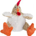 goDog Checkers Fat Rooster Squeaky Plush Dog Toy with Chew Guard Technology - White, Large Model, Soft and Durable Design