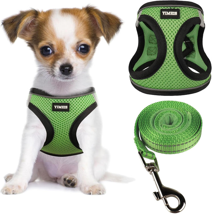 Yimeis No Pull Soft Mesh Pet Harness and Leash Set for Small Medium Large Dogs and Cats, Pink, X-Small