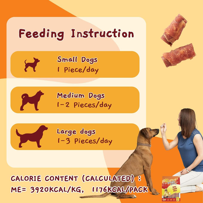 jungle calling triple flavor rolls dog treats high protein rawhide free healthy easily digestible 10.6 oz