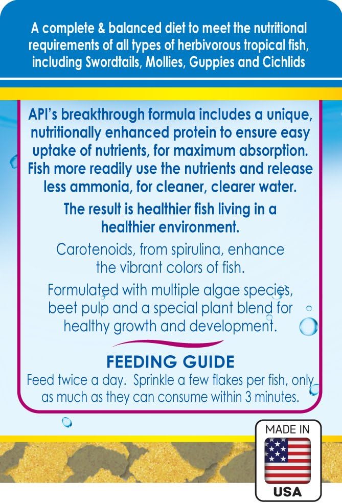 api tropical flakes fish food 5.7-ounce container for tropical community fish