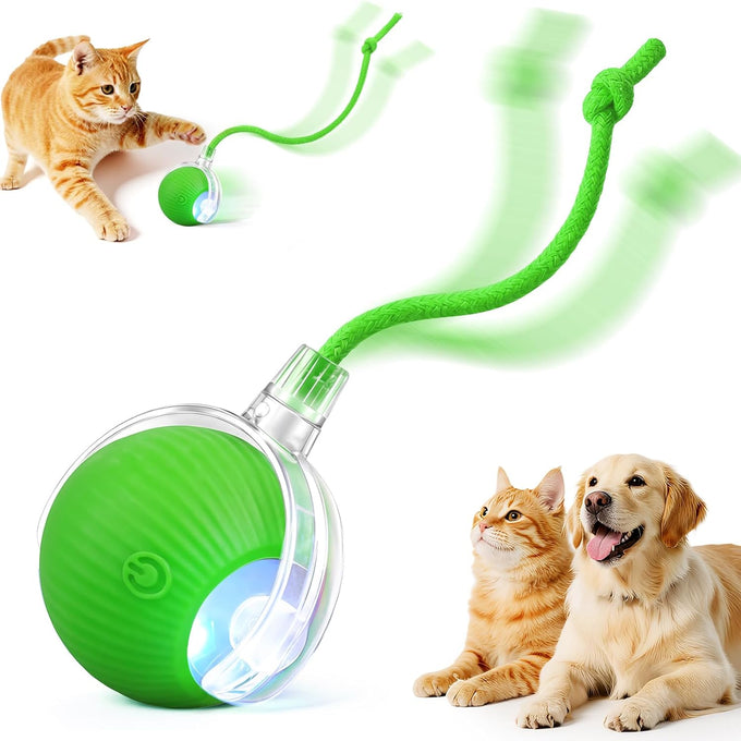 Red Red Interactive Electric Pet Ball Toy for Cats and Dogs with Motion Activation and USB Charging - 5-Inch Diameter