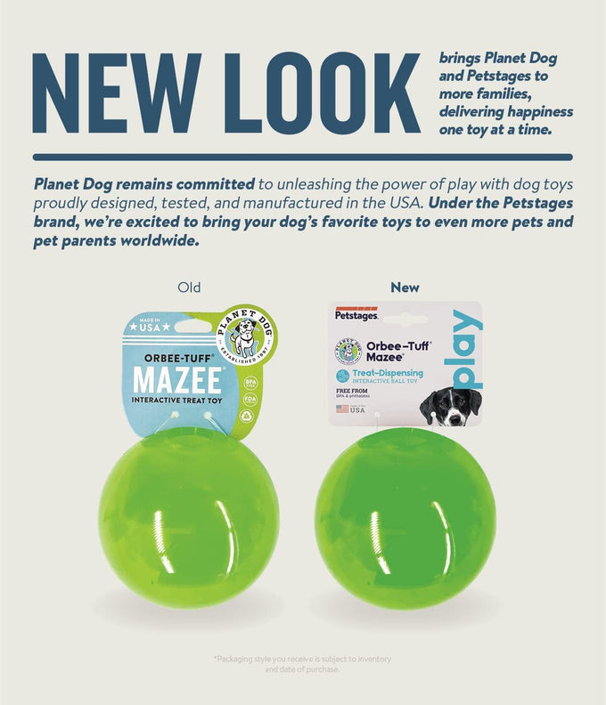 Outward Hound Orbee-Tuff Mazee Interactive Dog Puzzle Toy in Green, 4.7-Inch, Treat Dispensing Slow Feeder Ball