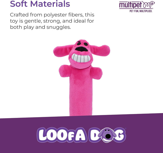 Multipet Original Loofa Dog Plush Toy, 12" extra soft plush squeaky toy for all dogs, random color surprise