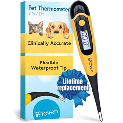 iProven pet thermometer with flexible tip, accurate readings in 20 seconds, waterproof and veterinary supply, DTK-117Y
