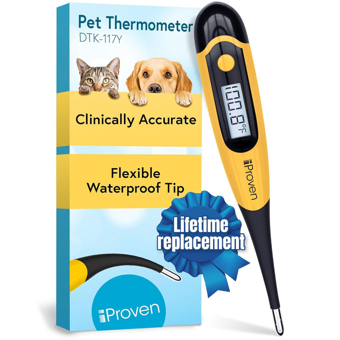 iProven pet thermometer with flexible tip, accurate readings in 20 seconds, waterproof and veterinary supply, DTK-117Y