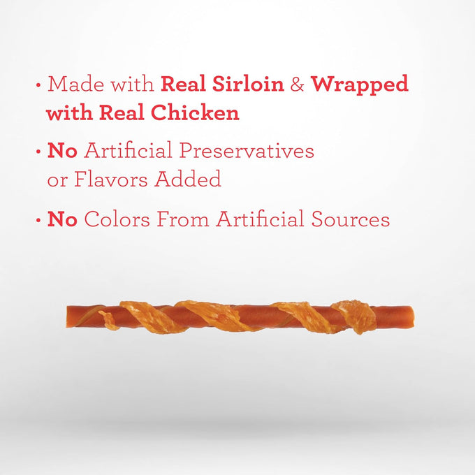 DreamBone Chicken Wrapped Twists with Real Sirloin, 100% Delicious and Wholesome 15 ct