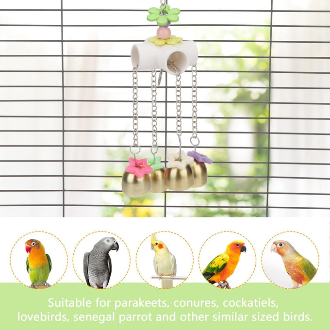 Bird Parrot Bells Toy for Budgie Parakeet Cockatiel Conure African Grey Lovebird with Sweet Sound