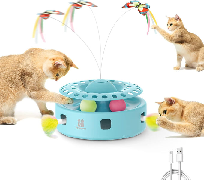 potaroma cat toys 3in1 automatic interactive kitten toy bright white