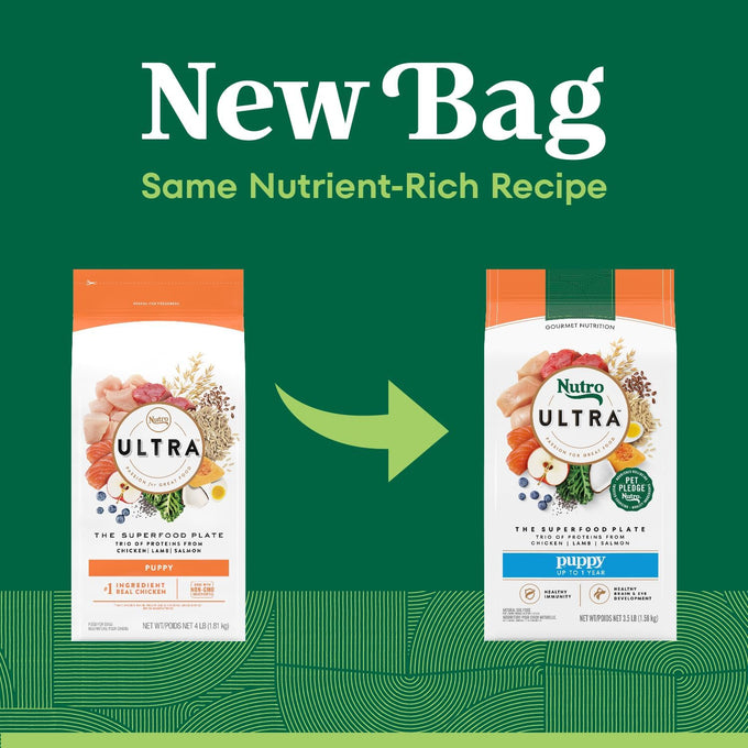 Nutro Ultra High Protein Dry Puppy Food, Chicken, Lamb and Salmon, Dry Dog Food with a Trio of Proteins, 3.5 lb. Bag