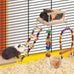 dbness 5in1 wooden bird perch toys for parakeet parrot cage accessories with climbing ladder swing and perches