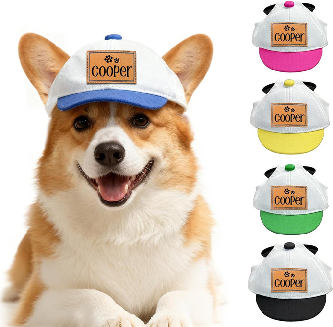 DYOART Custom Dog and Cat Visor Hats with Ear Holes, Personalized with Pet's Name, Multiple Sizes