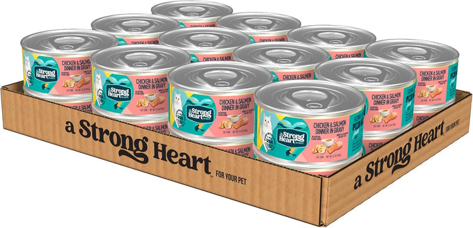 A Strong Heart Canned Wet Cat Food, Chicken & Tuna Dinner Paté - 5.5 oz Cans (Pack of 24), Made in The USA with Real Chicken & Tuna