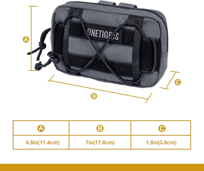 onetigris edc horizontal molle pouch for tool treat med - 500d nylon - tactical black coyote brown