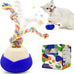 blue rotating interactive cat toy with voice recordable auto rolling pet toy for indoor cats & small dogs