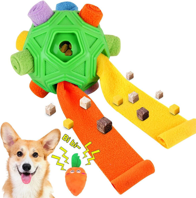 dog snuffle ball-interactive dog toys encourage natural foraging skills slow feeder for training stress relief, cloth strip hiding food chew toys