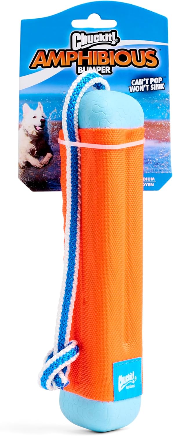 chuckit! amphibious bumper fetch stick toy for medium dogs - floats in water - interactive dog toys