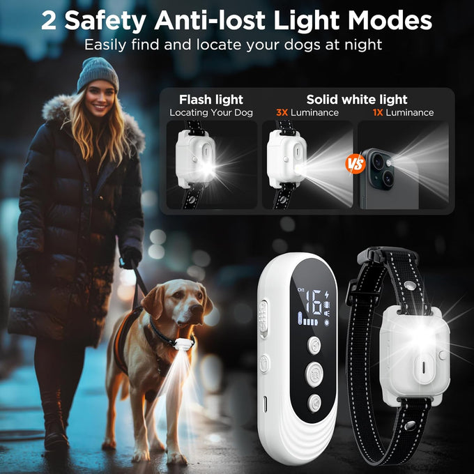 Dog Shock Collar, 3300ft Remote Training Collar with Beep, Vibration, Safety Shock, Light Mode, IPX7 Waterproof, for Small, Medium, Large Dogs