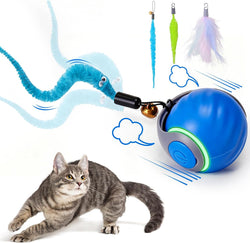 Baborui Automatic Interactive Cat Toy Ball for Small/Medium/Large Cats - Blue