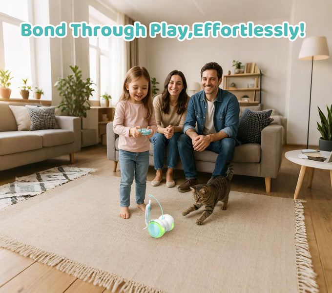 Remote Control Cat Toy with Auto Mode - Interactive Feather for Indoor Cats with LED and Catnip