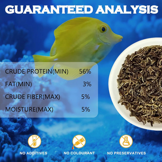 Freeze-dried bloodworms high protein natural aquatic food for tropical saltwater fish betta goldfish cichlid guppy 3.5 oz