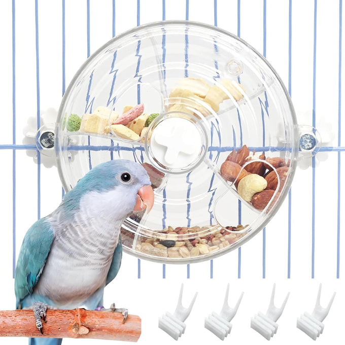 bnosdm pink creative bird feeder with seed food rotating wheel for parrot puzzle toys